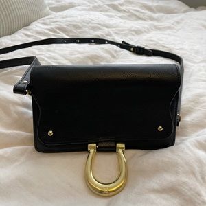 Black leather cross body purse